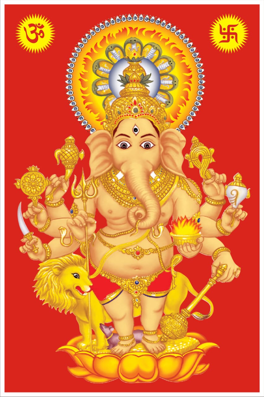 17266 Drashti Ganesh Om Swastik Red (FULL)